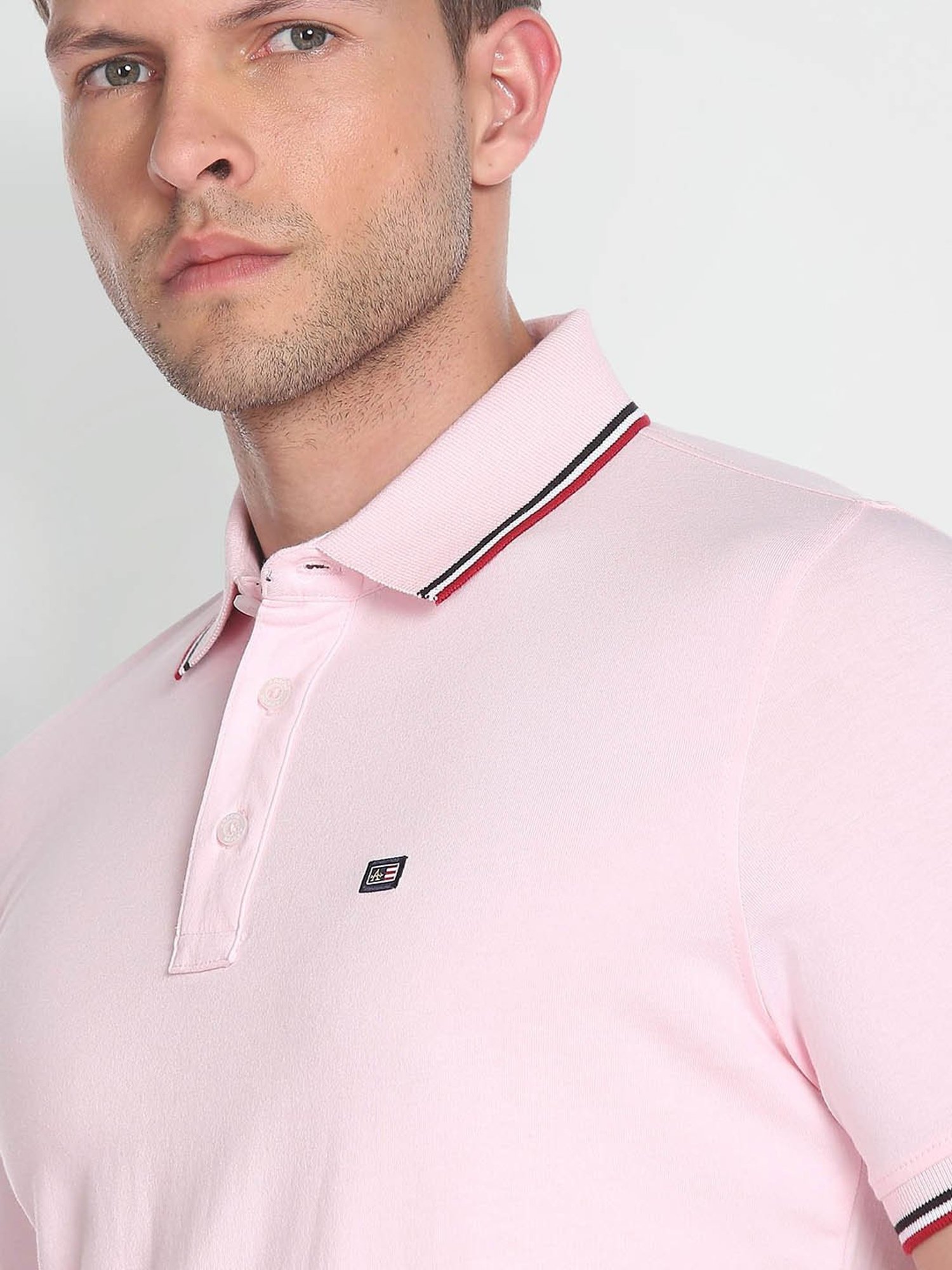 Arrow Sport Light Pink Cotton Regular Fit Polo T-Shirt