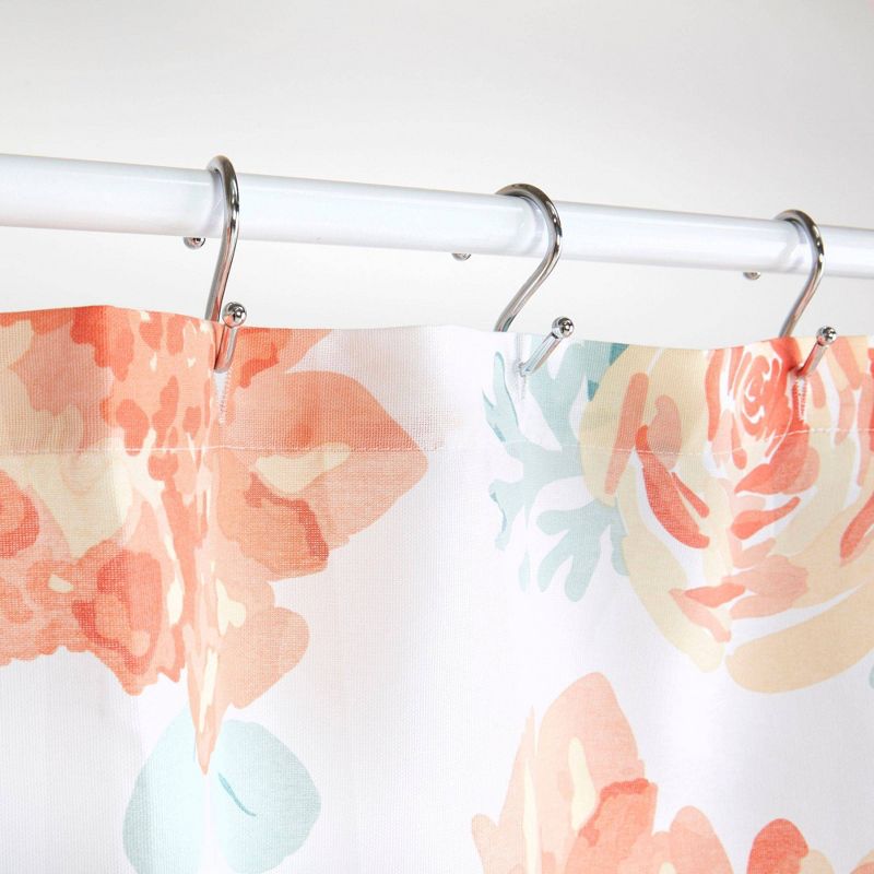 72"x72" Rosa Cotton Fabric Shower Curtain Orange - Nicole Miller