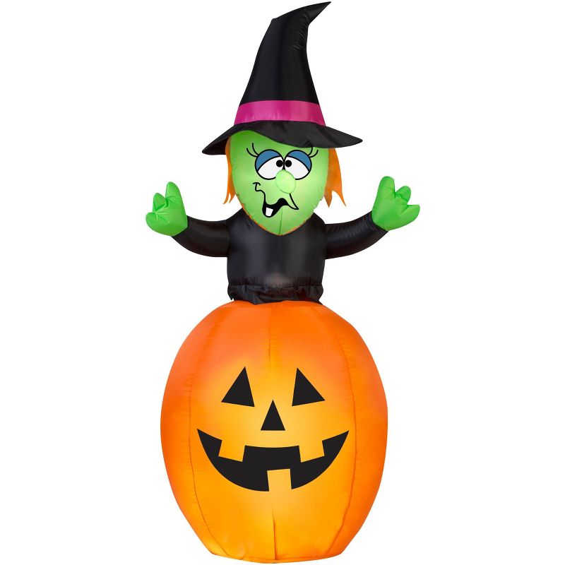 Gemmy Animated Airblown Spinning Witch in Pumpkin, 5.5 ft Tall, Multicolored