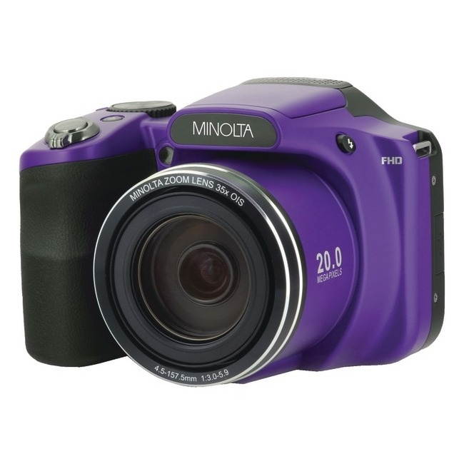 Minolta Mn35z-p 20-megapixel 1080p Full Hd Wi-fi Mn35z Bridge Camera With 35x Zoom [purple]
