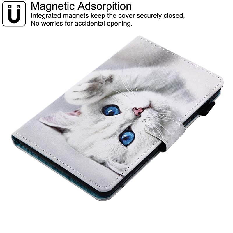 Flip Case for Kindle Fire 7 2015,  Magnetic Leather Stand Protective Case with Card Slots for  Kindle Fire 7 (Only Fit Fire 7" Display 5th Generation 2015 Release) - Blue Eye Cat