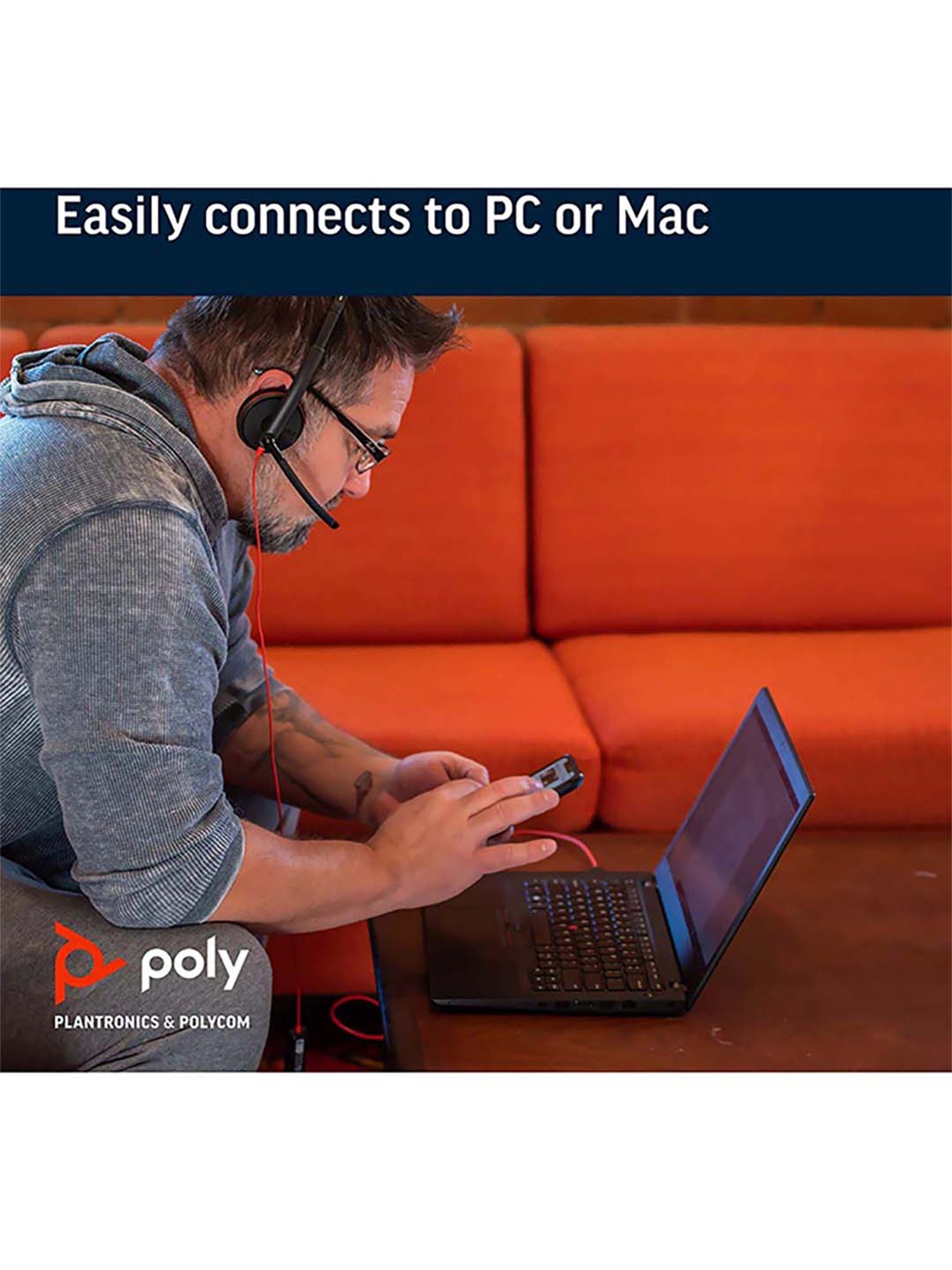 Poly Blackwire 3220 209745-22 Wired Headphone with Microphone (Black)