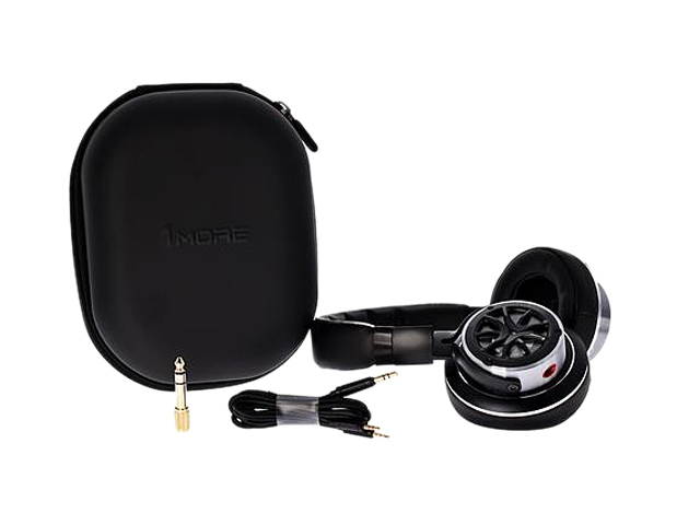 1MORE Triple Driver Over-Ear Headphones Comfortable Foldable Earphones with Hi-Res Hi-Fi Sound, Bass Driven, Tangle-Free Detachable Cable for Smartphones/Android/PC/Tablet - Silver/Titanium