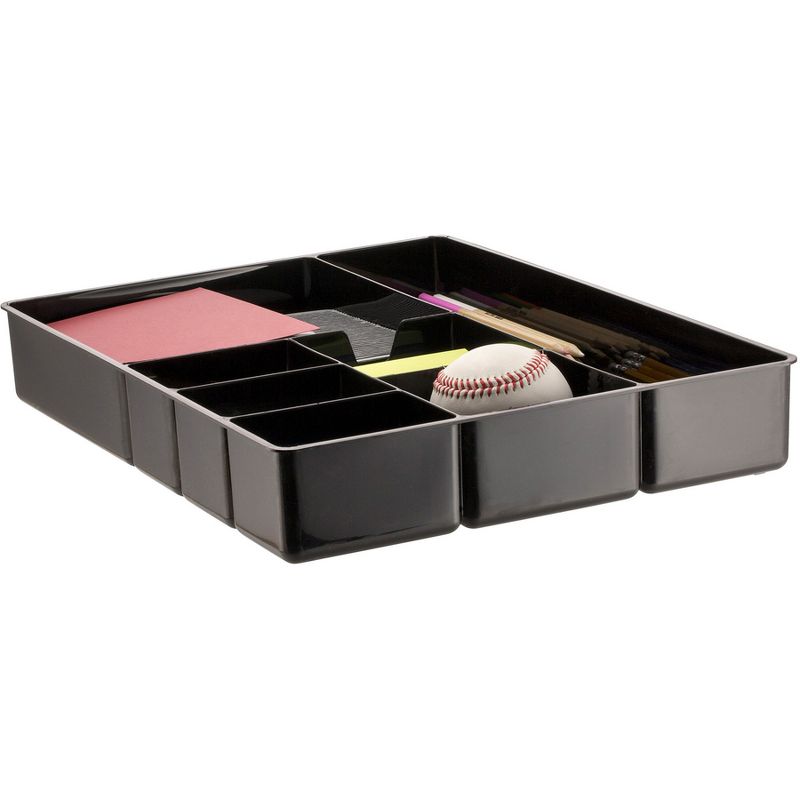 Officemate Deep Desk Drawer Organizer Tray 9-Comp Black 21322
