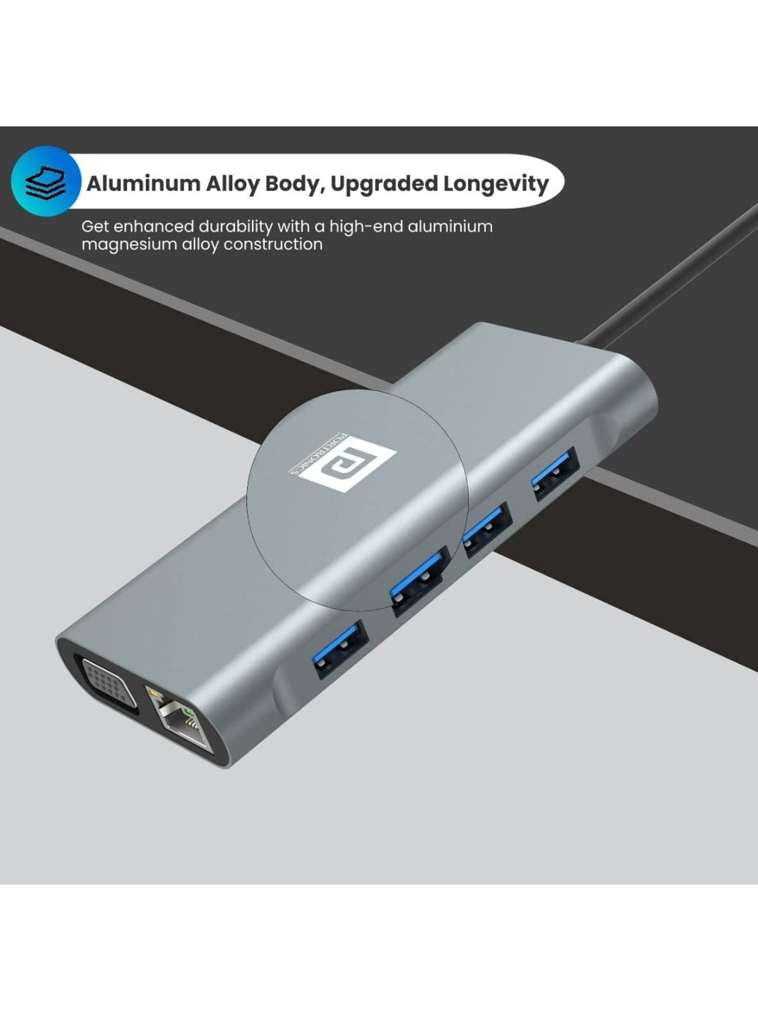 Portronics Mport 11C 11-In-1 Multiport USB Type C HUB with USB C PD Charging (Grey)
