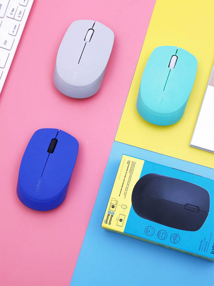 Rapoo T100  Ergonomic Design,  Wireless 3 Modes(Bluetooth4.0and 3.0, 2.4GHz Wireless) Connection 1300DPI Silent Mouse  For Office And Game - Green