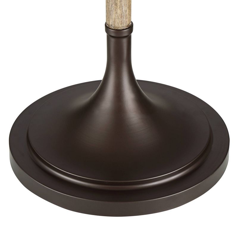 Franklin Iron Works Jackson Bronze and Wood Grain Arc Floor Lamp