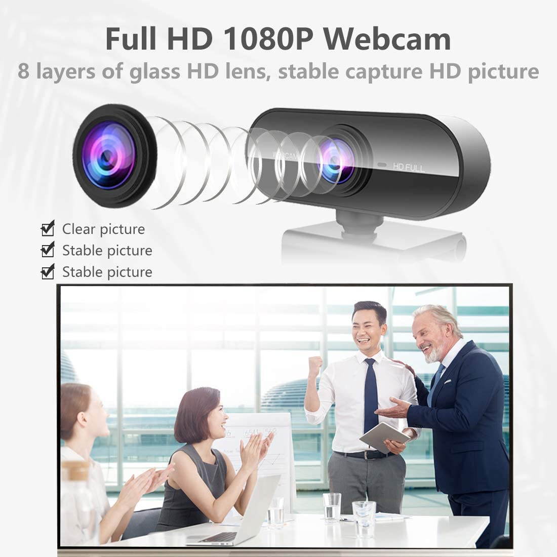 1080P HD Webcam with Microphone PC Webcam Desktop Webcam