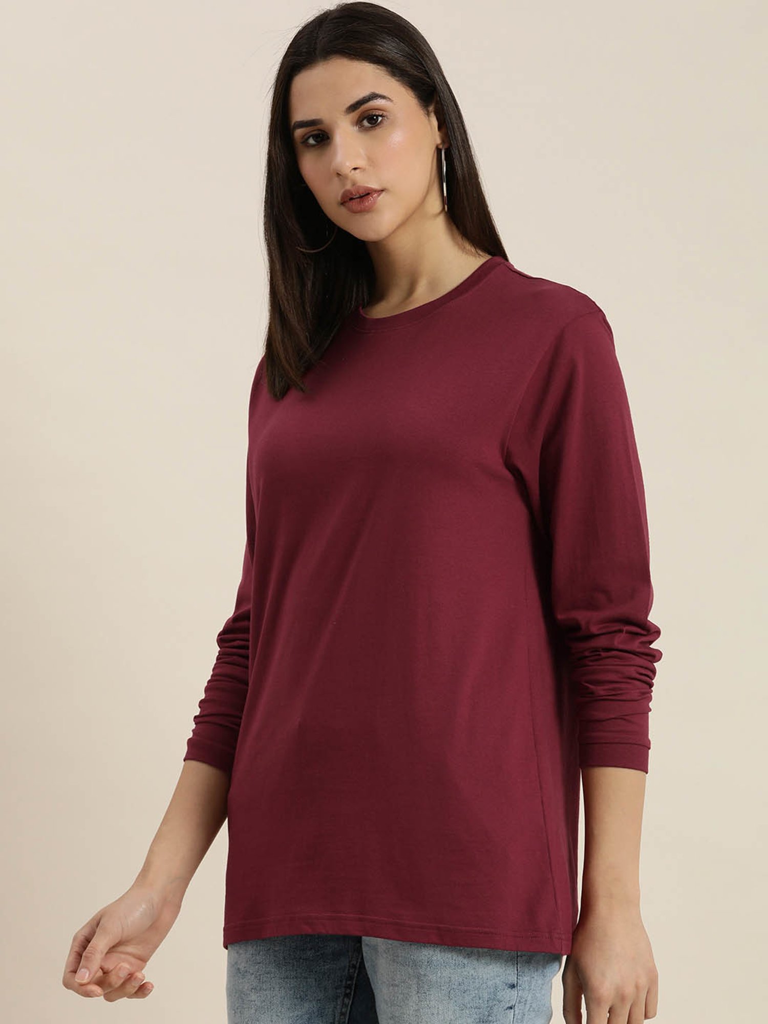 Dillinger Maroon Cotton Oversized T-Shirt