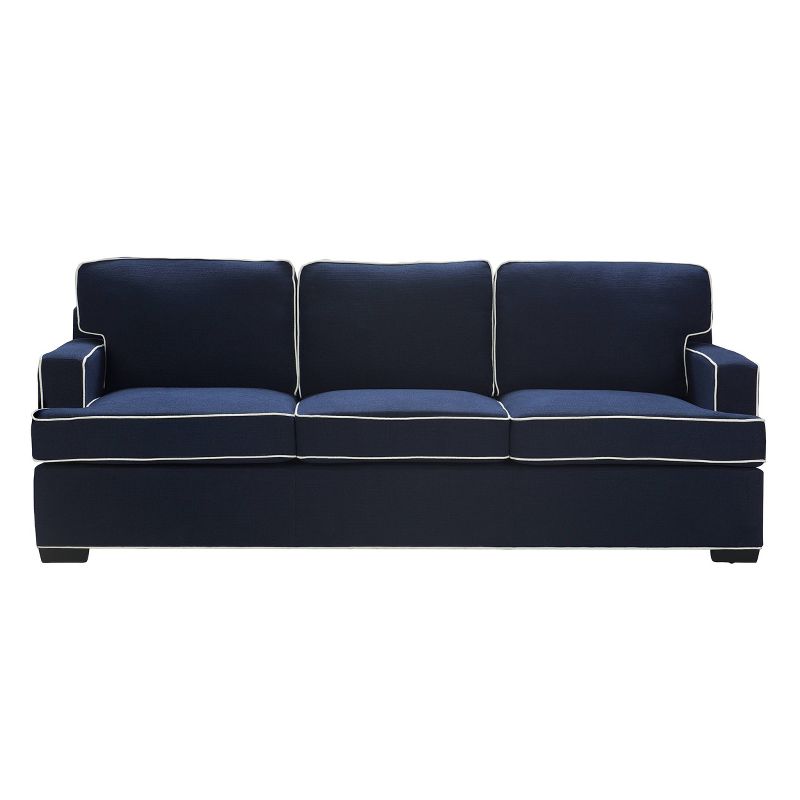 Cardiff Modern Sofa with Contrast Piping Navy with White Piping - Finch