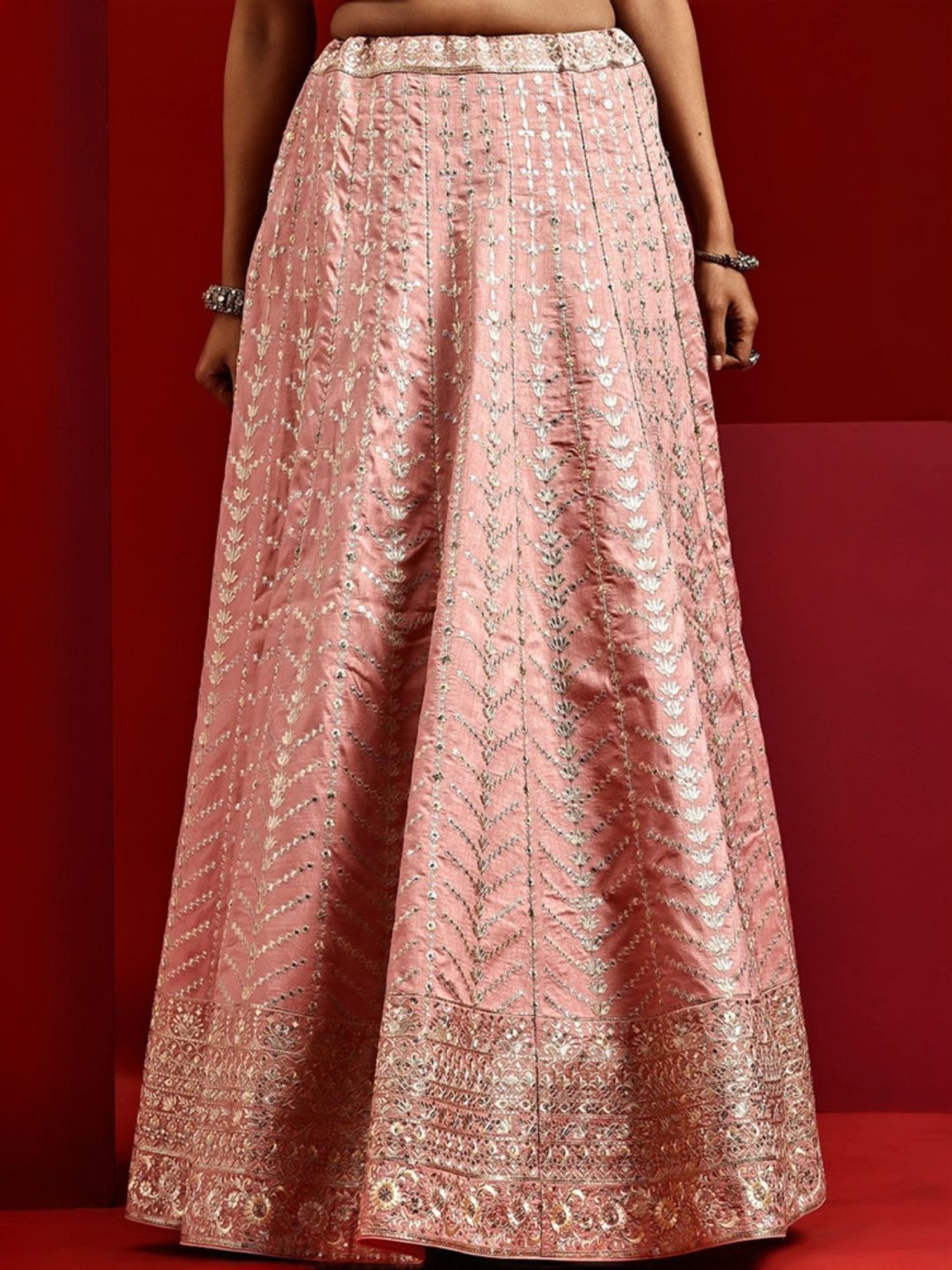 Libas Art Pink Embellished Lehenga Choli Set With Dupatta