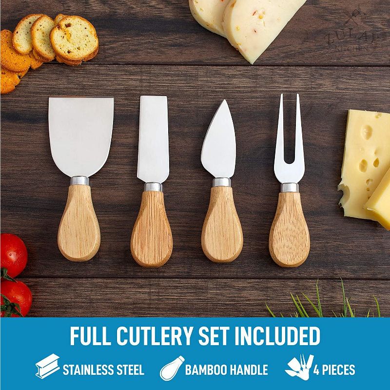 Zulay Kitchen Cheese Board and Knife Set (Bamboo)