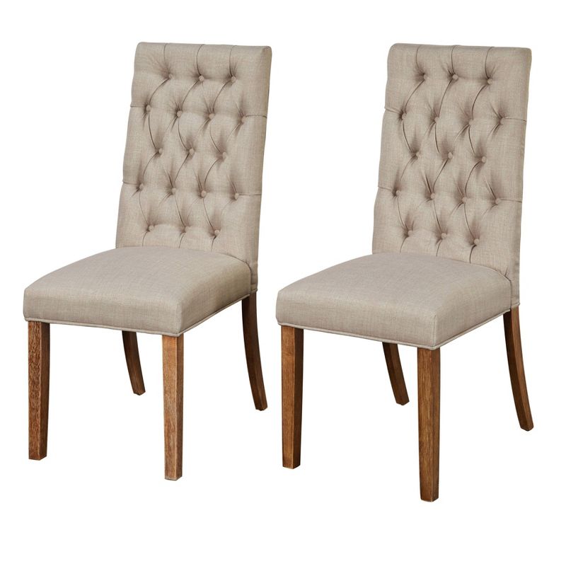 Set of 2 Maxine Parson Dining Chairs Beige/Driftwood - Buylateral