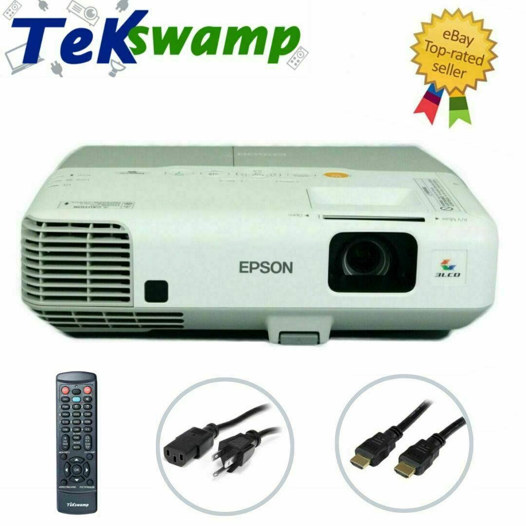 Epson PowerLite 93+ 3LCD Projector HD HDMI 1080i 2600 ANSI  Native Resolution 1024 x 768 Professional Gaming Home Movie Theater w/Remote TeKswamp Included