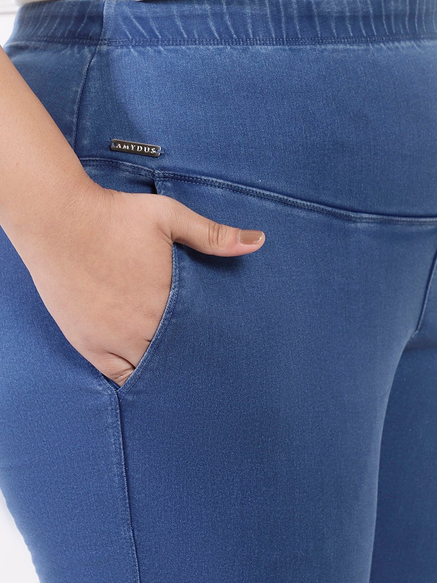 Amydus Blue Straight Fit High Rise Jeans