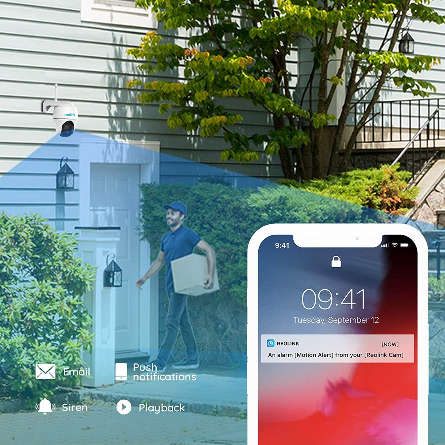 Reolink Argus PT Outdoor Wireless Pan Tilt Solar Battery Camera for Home Security, Starlight Color Night Vision with PIR Motion Sensor, 2-Way Audio, Support Alexa/Google Assistant/Cloud/SD Card