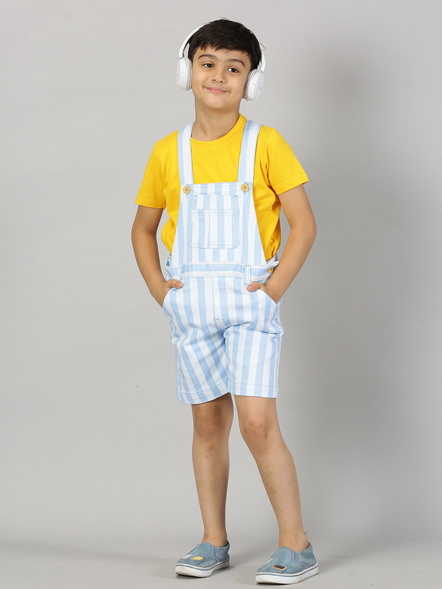 Kiddopanti Kids Blue Solid Dungaree