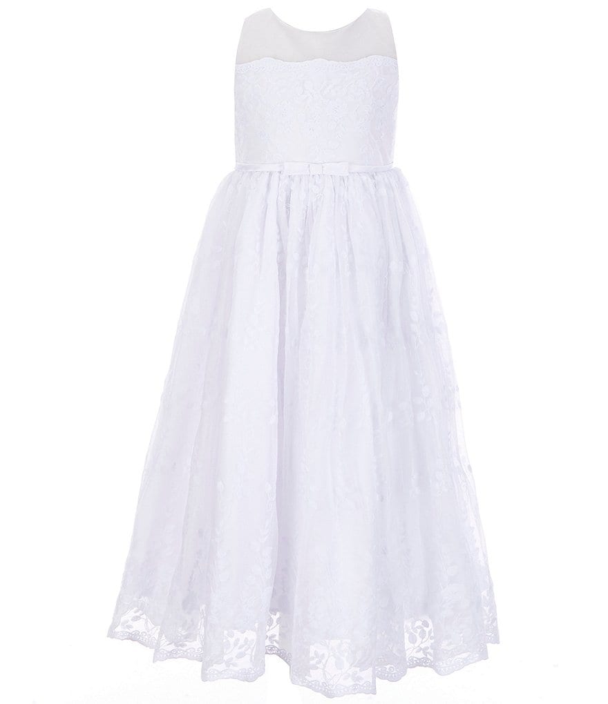 Us Angels Big Girls 6-14 Sleeveless Madison Embroidered Horsehair Communion Dress