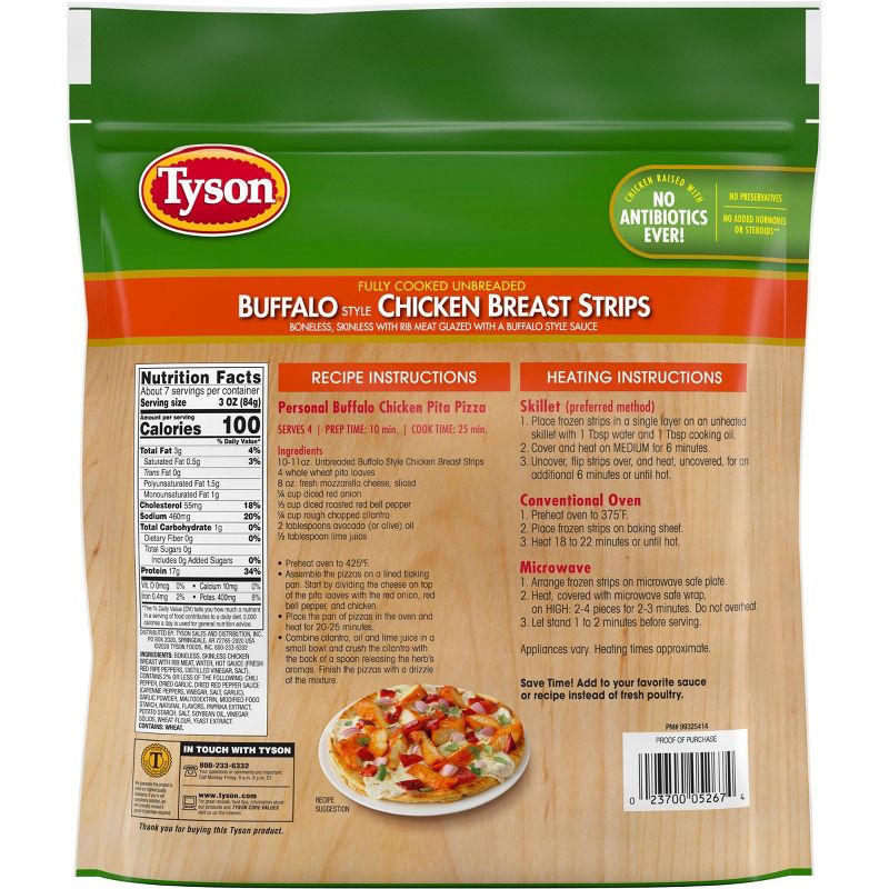 Tyson Unbreaded Buffalo Chicken Breast Strips - Frozen - 20oz