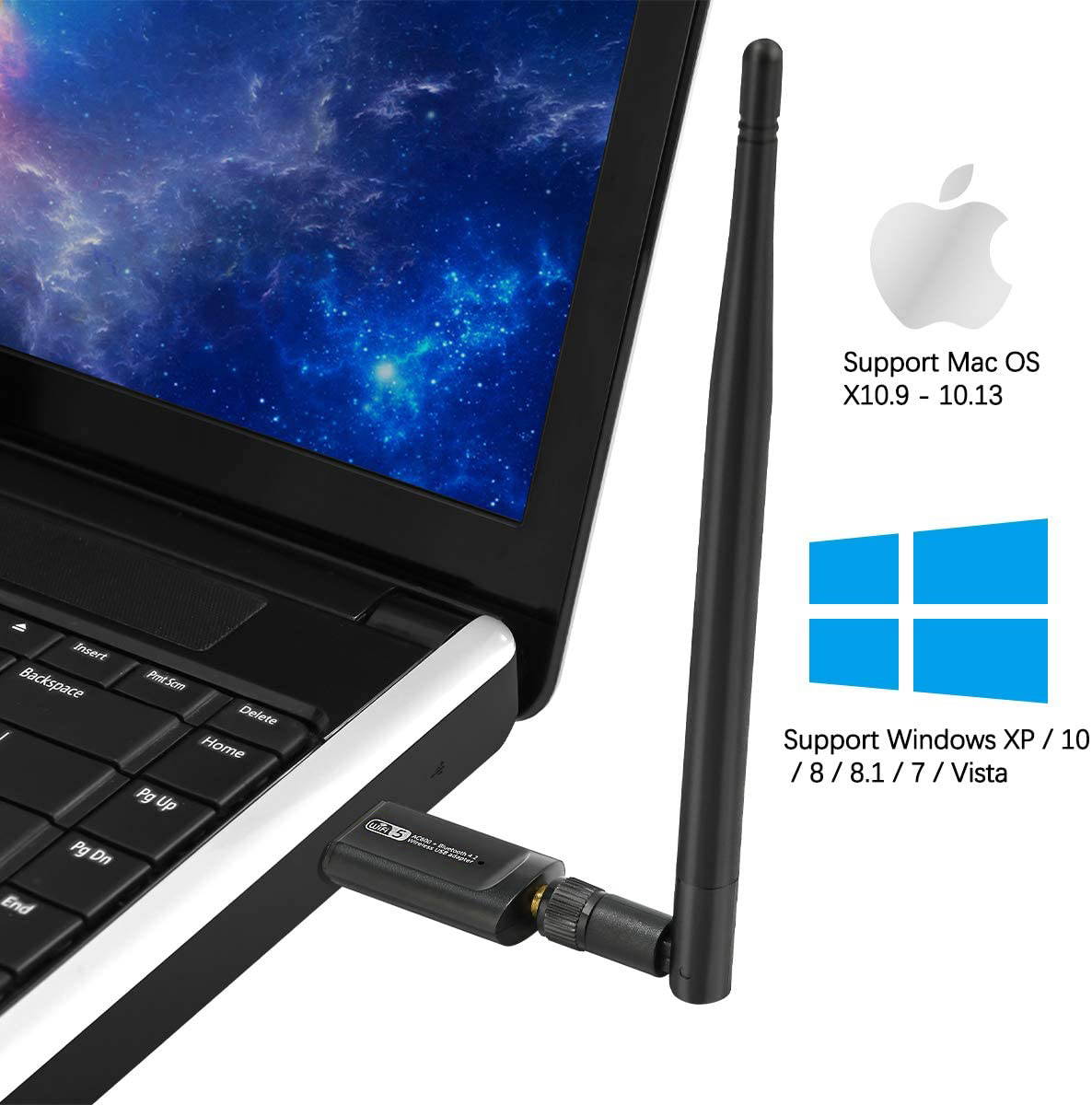 USB WiFi Adapter for PC,Ultra Fast AC1200Mbps WiFi Dongle,High Gain WiFi USB,Dual Band WiFi Adapter for Desktop PC, 802.11ac USB Computer Network Adapter Support for WIN7 8 10 XP Vista MAC