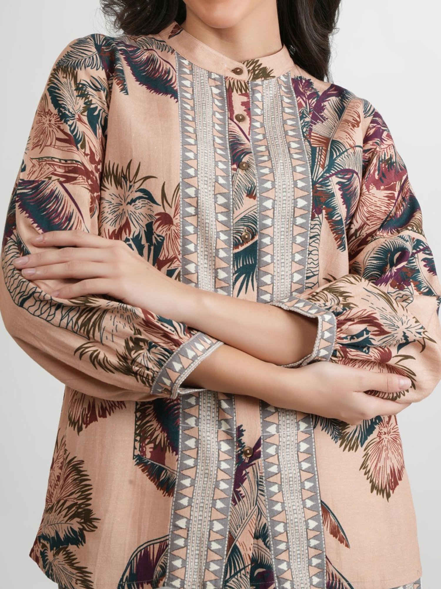 Zolo Label Peach Floral Print Top Pant Set