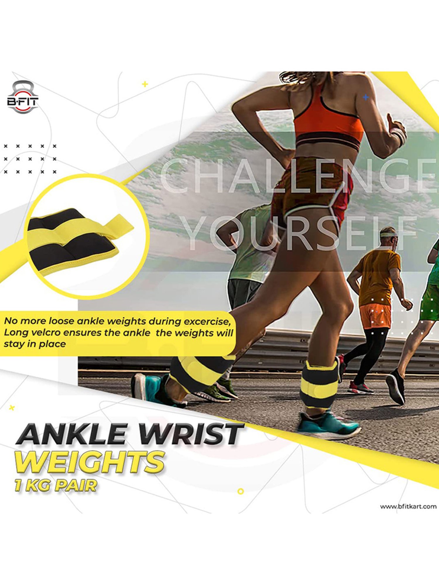 B Fit Fully Adjustable Ankle/Wrist Weight (Black)