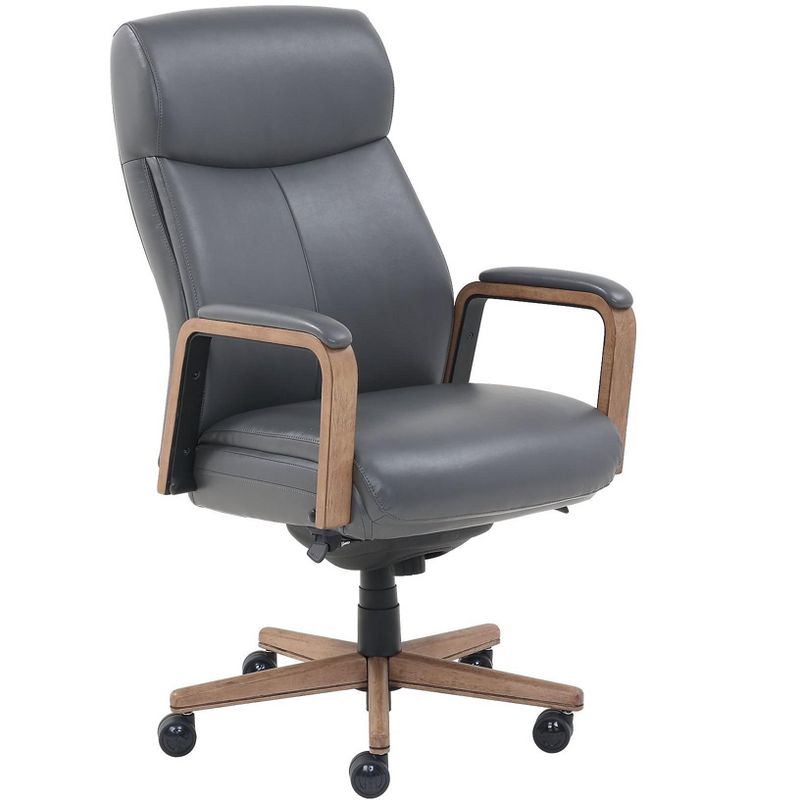 La-Z-Boy Landon Premium Bonded Leather Executive Chair, Gray 60028