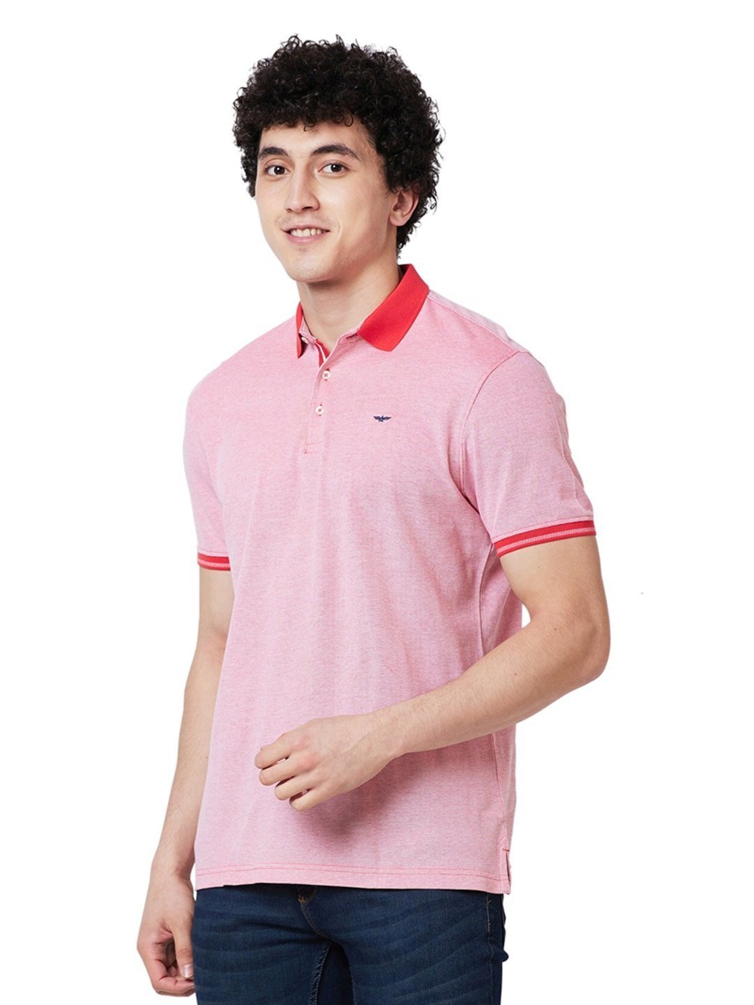 Park Avenue Red Cotton Slim Fit Polo T-Shirt