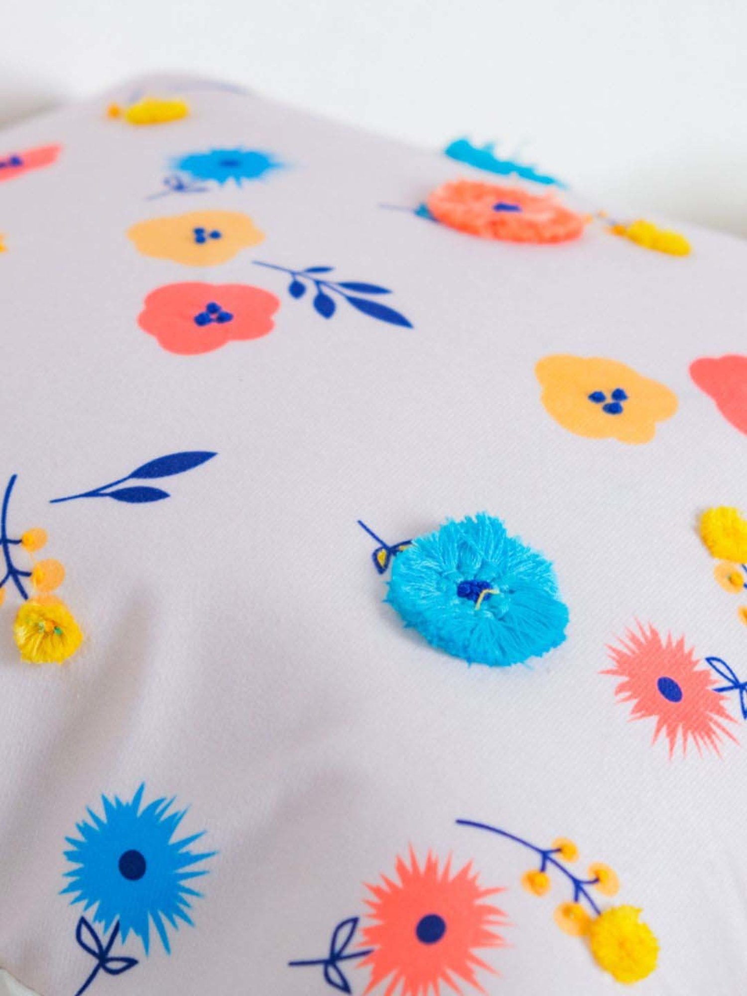 Nestasia Multicolor Square Hand Embroidered blooms velvet Cushion Cover for Bedroom(16 x 16")