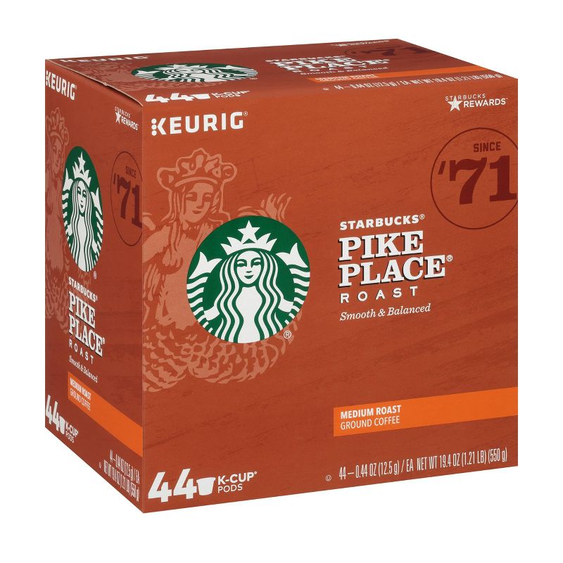 Starbucks Pike Place Medium Dark Roast Coffee - Keurig K-Cup Pods - 44ct