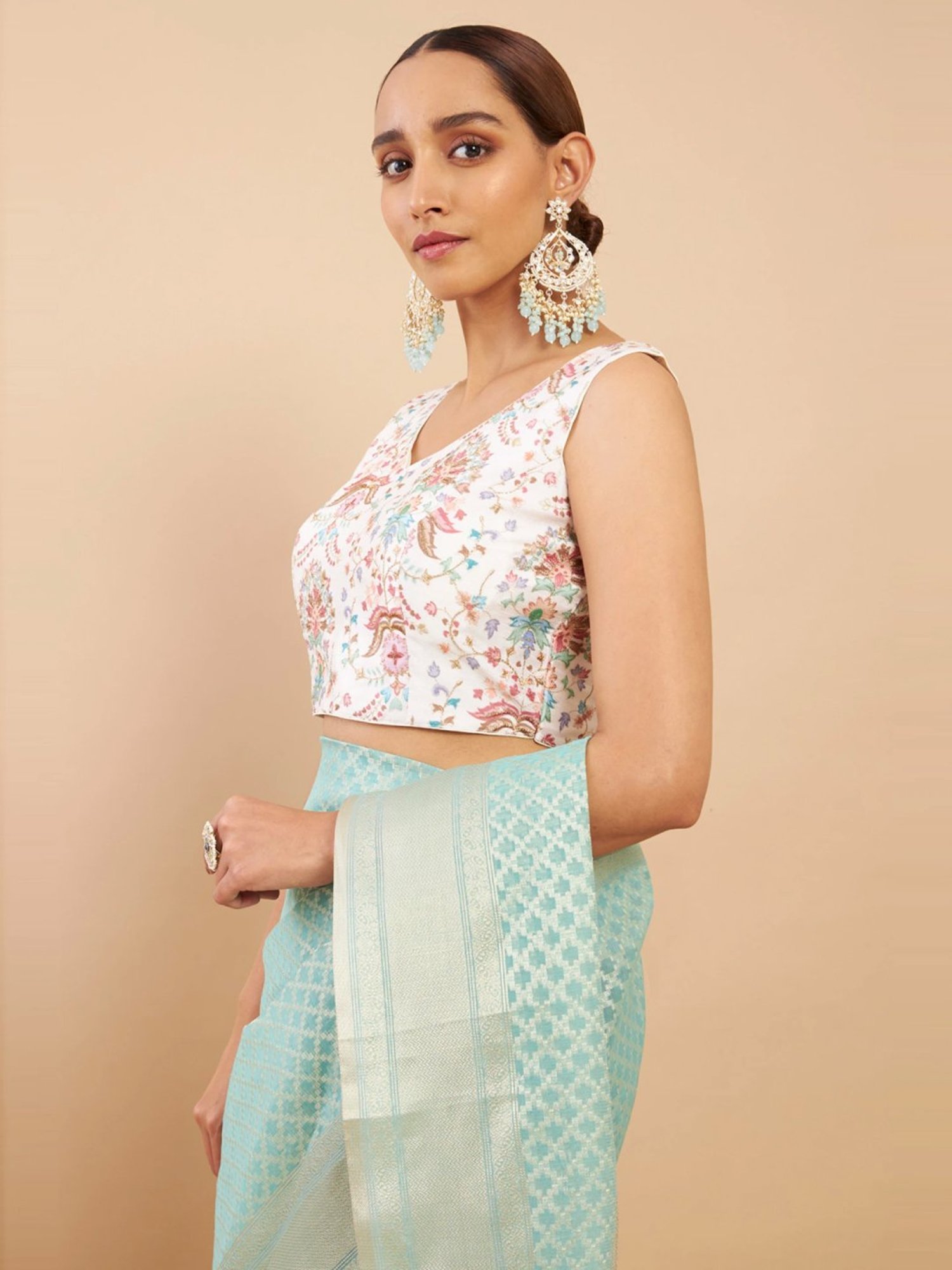 Soch Cream Embroidered Readymade Blouse