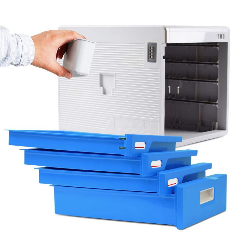 SereneLife 4 Drawer Home Office File Cabinet Desk Storage Organizer with Combination Lock for Papers, Tools, and Craft Supplies (2 Pack)