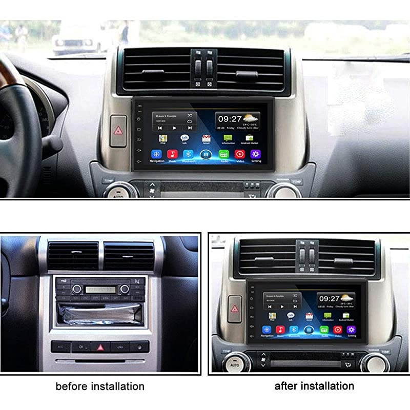 Din Android 9.1 Car Radio 7'' TFT Touch Screen GPS Navigation 1G+16G Indash Car Stereo Support Bluetooth FM WiFi Steering Wheel Control Dual USB + 12 LEDs Rear View Camera