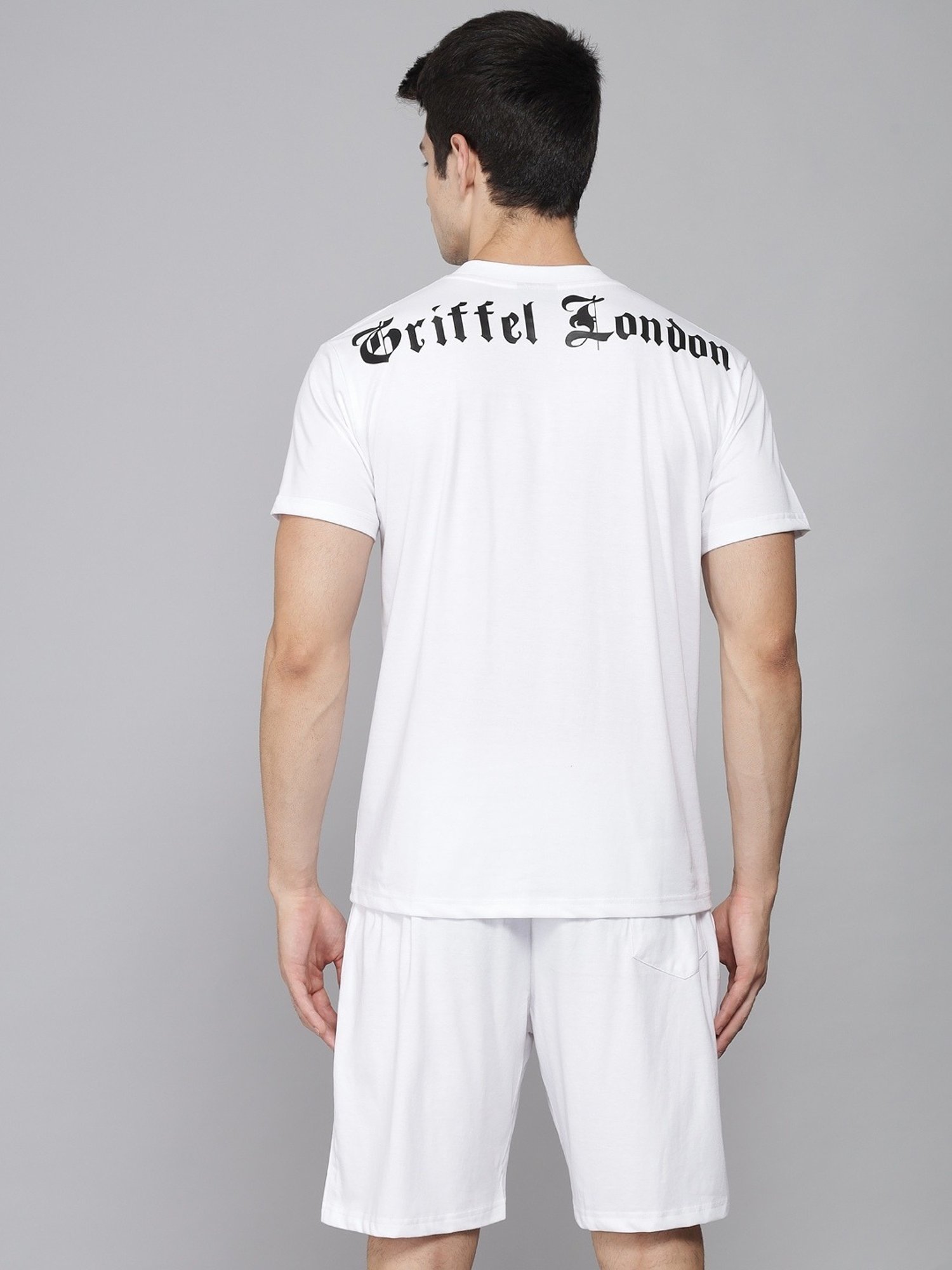 Griffel White Cotton Loose Fit Printed T-Shirt
