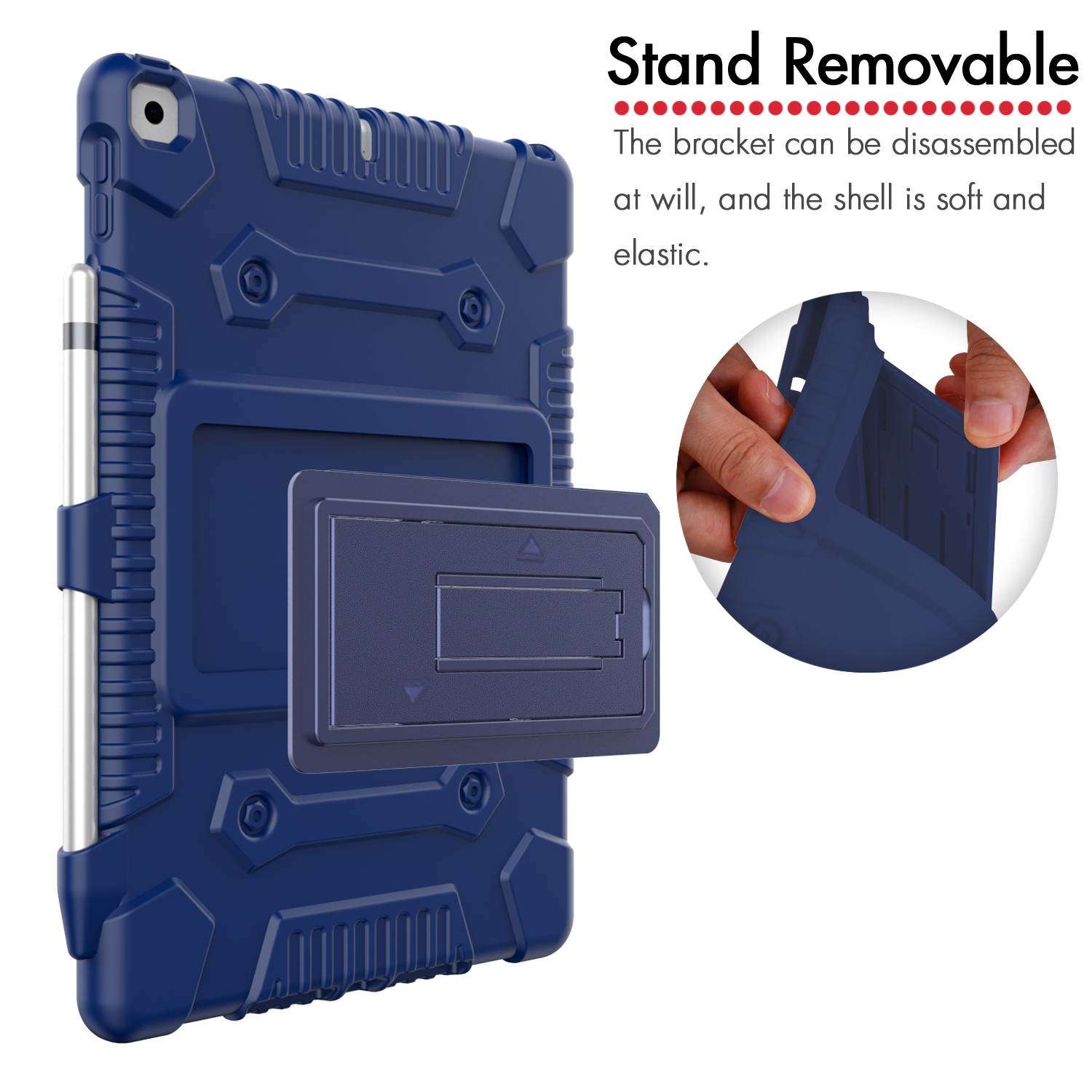 DONWELL For Apple iPad Case 10.2 inch 2020/2019 , iPad 7th/8th Gen, Flexible, Shockproof,Hybrid Soft Silicone Kickstand Case Protective Tablet Case Cover With Pencil Holder