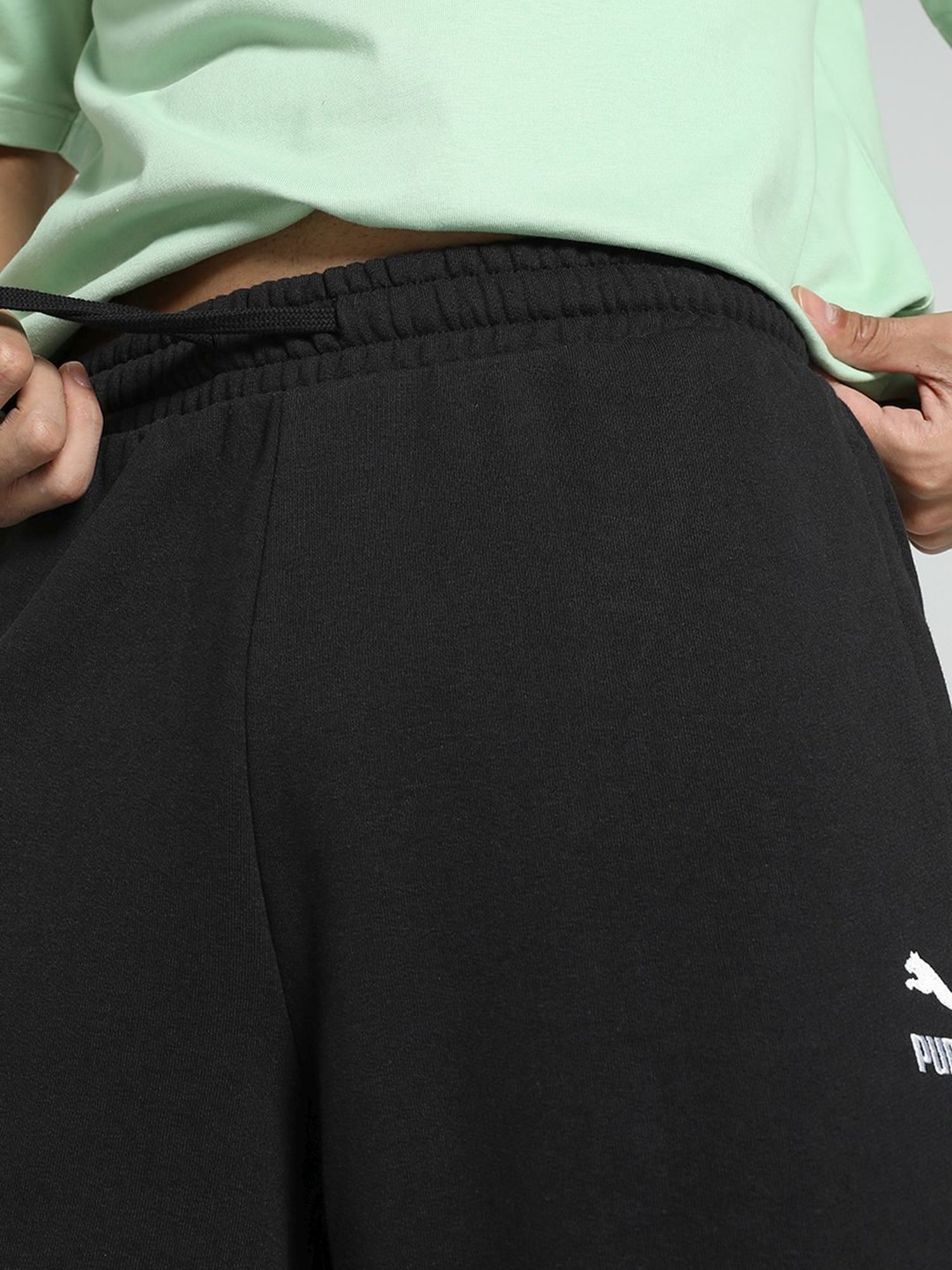 Puma Better Classics Black Cotton Relaxed Fit Logo Printed Sports Shorts