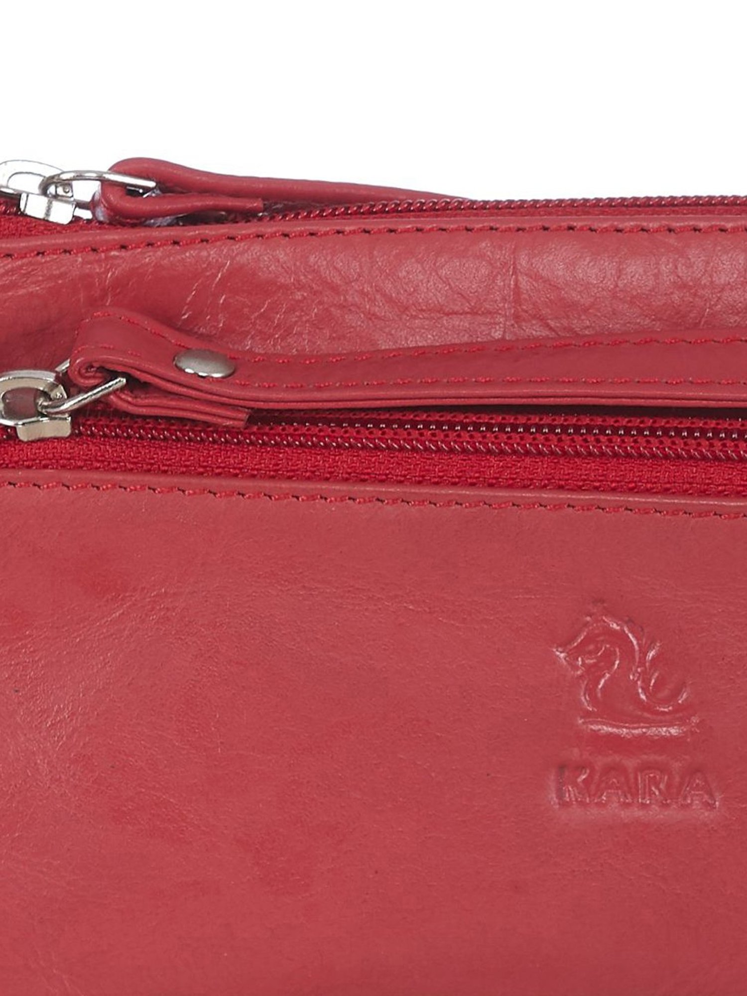 Kara Red Solid Leather Wristlet