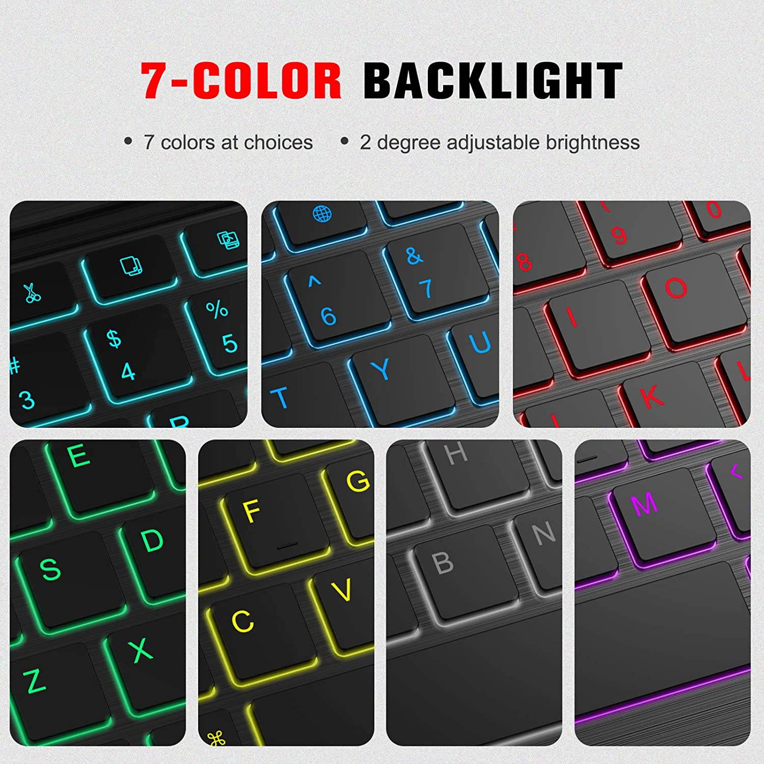 Keyboard Case for Samsung Galaxy Tab S7 11 inch 2020 Model SM-T870 SM-T875 SM-T878 with S Pen Holder, Slim Stand Cover with Detachable Wireless Bluetooth Keyboard, 7 Color Backlight