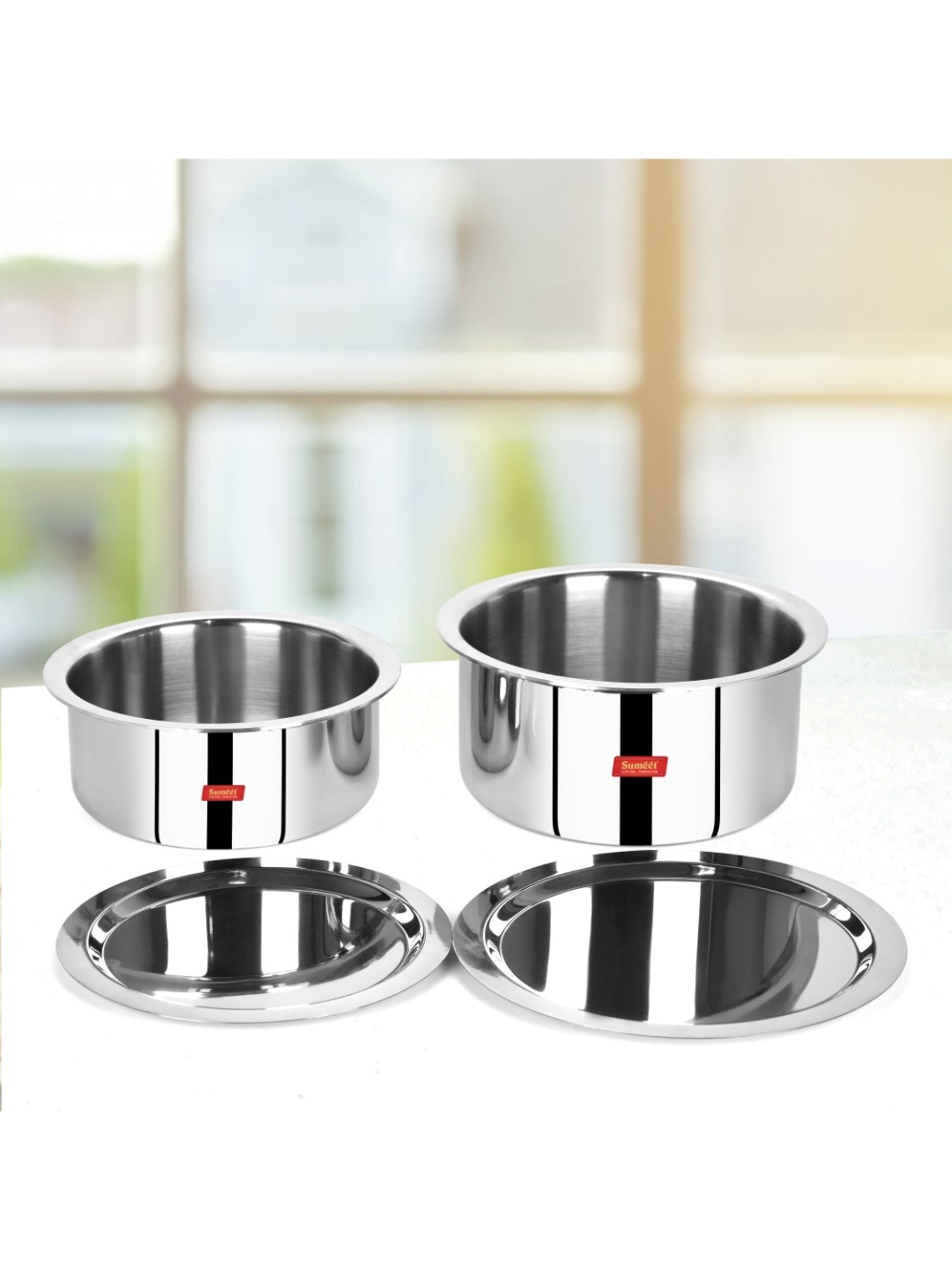 Sumeet Cook Smart TriPly SAS Tope Set of 2Pcs with Lid-No. 20 (3Ltr, 20Cm), No. 22 (4Ltr, 22Cm)