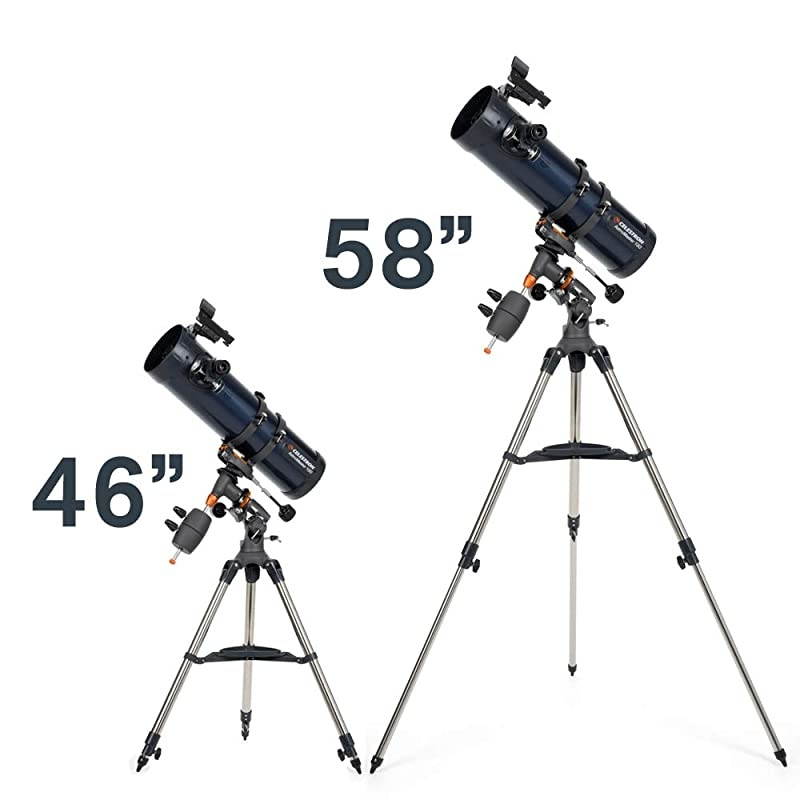 AstroMaster 130EQ-MD Newtonian Telescope - Reflector Telescope for Beginners - Fully-Coated Glass Optics - Adjustable-Height Tripod - BONUS Astronomy Software Package