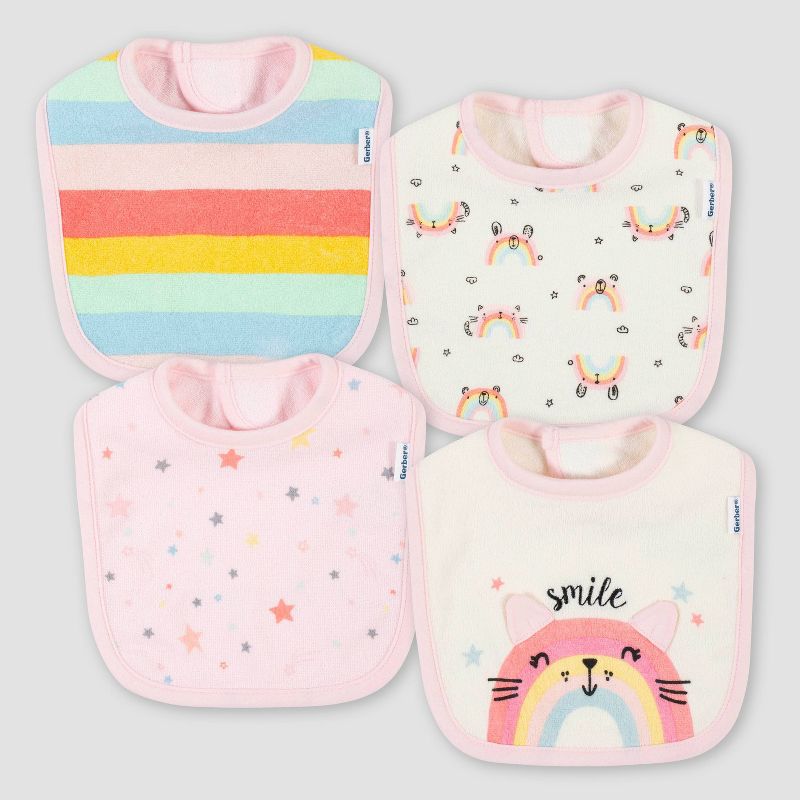 Gerber Baby Girls' 4pk Rainbow Bib