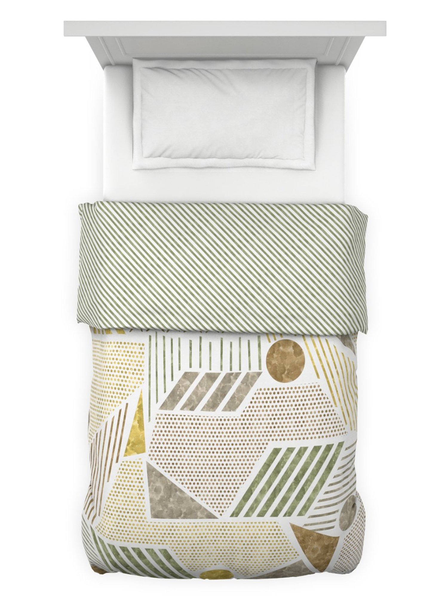 Maspar Vincent Green & Blue Cotton 120 TC Reversible Quilt - Set of 1