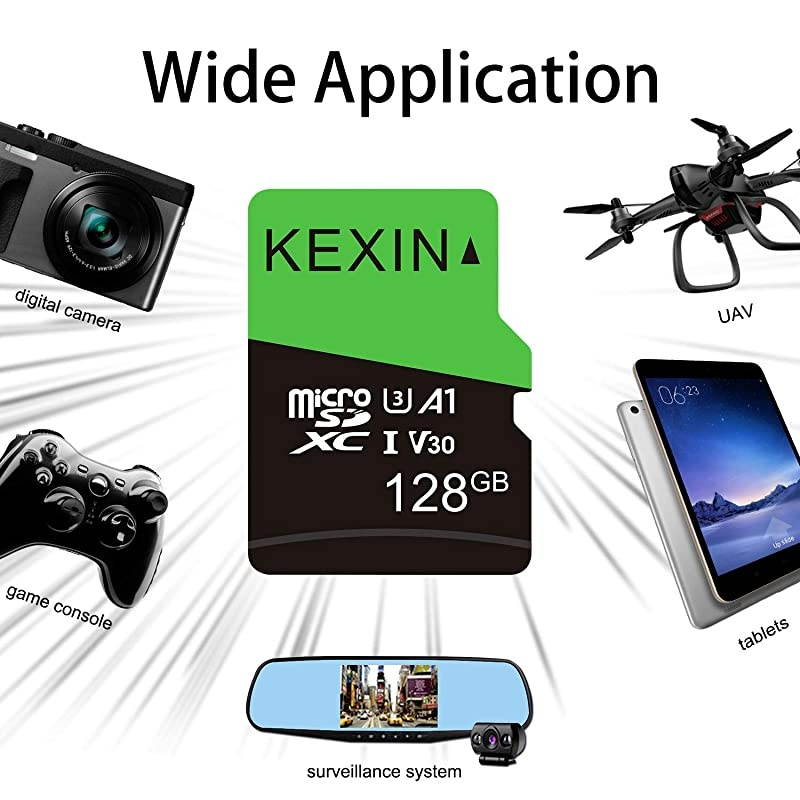 128GB Micro SD Card Class 10 Ultra MicroSDXC UHSI Memory Card C10 U3 V30 A1 1 Pack Micro SD Card