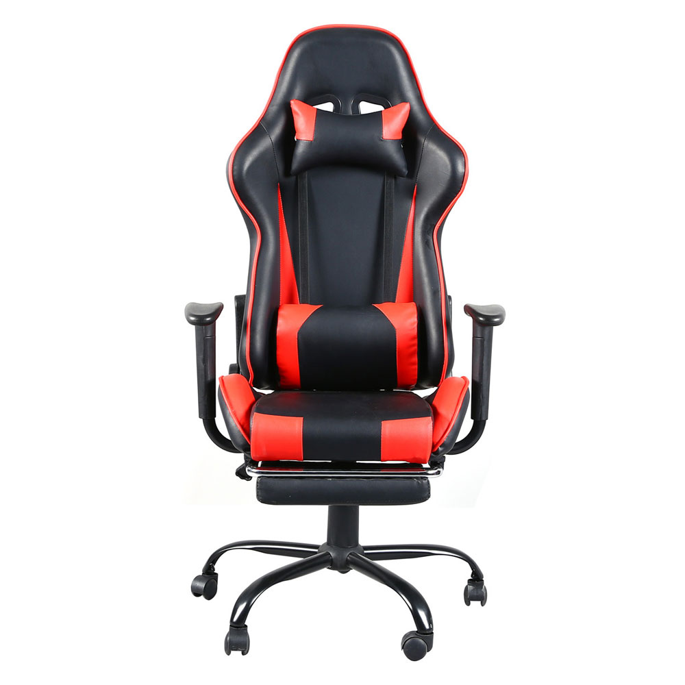 Gaming Chair Office Chair, High Back Computer Chair, Swivel Office Chair, Ergonomic Adjustable Swivel Task Chair with Headrest and Lumbar Support, Gaming Chairs for Adults Teens, Black & Red, R022