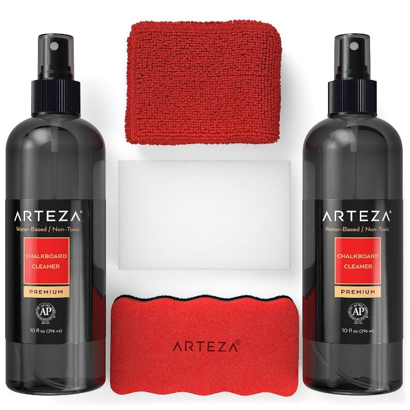 Arteza Chalkboard Cleaner Set with 2 Cleaner Solutions, 2 Magic Sponges, Microfiber Towel and a Magnetic Eraser (ARTZ-9100)