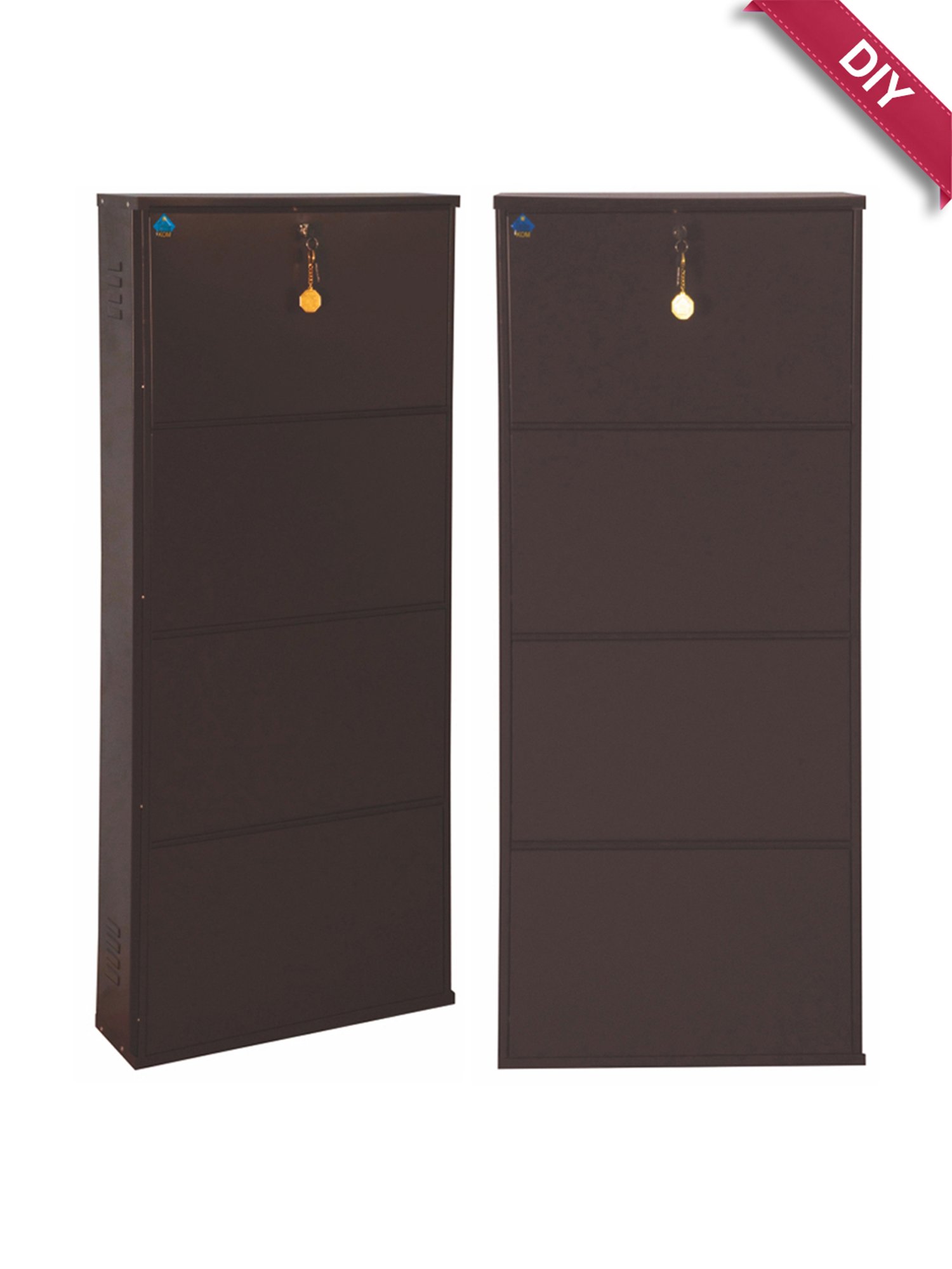 Delite Kom Metal Shoe Rack - 20" 4 Shelf, Coffee, PowderCoat, Wall Mount, DIY