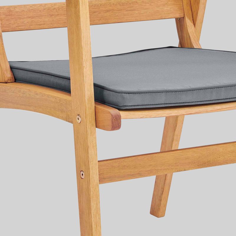 Syracuse 2pc Outdoor Patio Eucalyptus Wood Dining Chairs - Natural/Gray - Modway