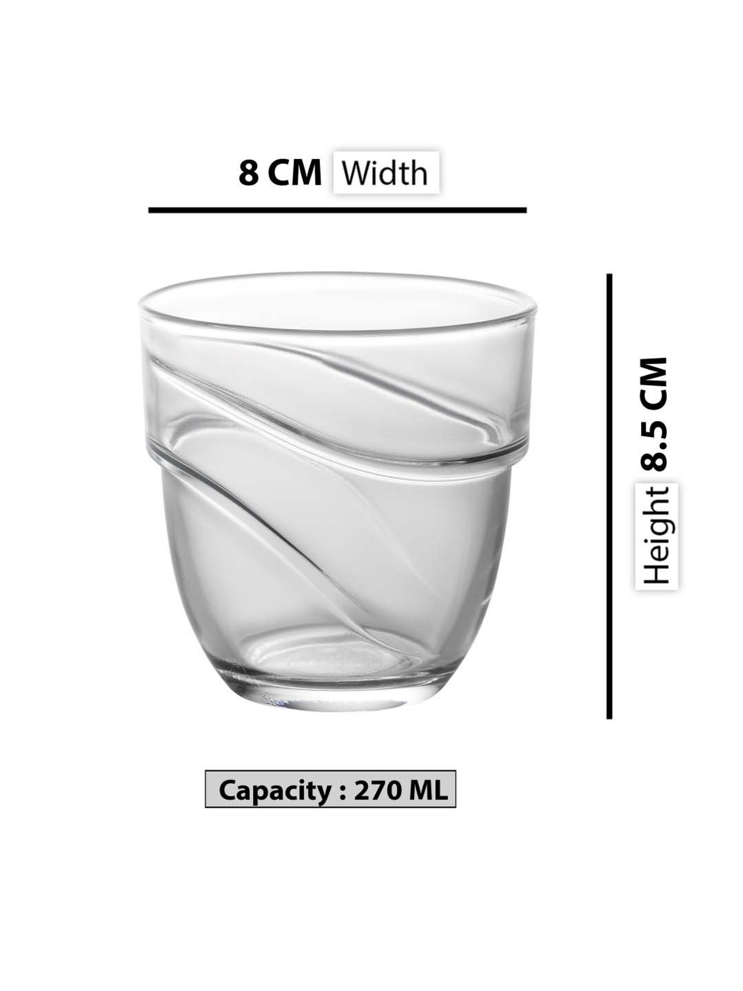 Duralex 'Wave' Transparent Glass 24 cm Tumbler (0.27 L) - Set of 6