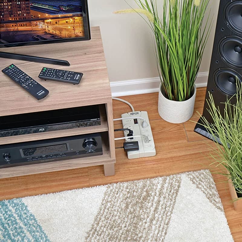 Lite 8 Outlet Surge Protector Power Strip 8ft Cord Right Angle Plug LIFETIME INSURANCE amp $75K INSURANCE TLP808