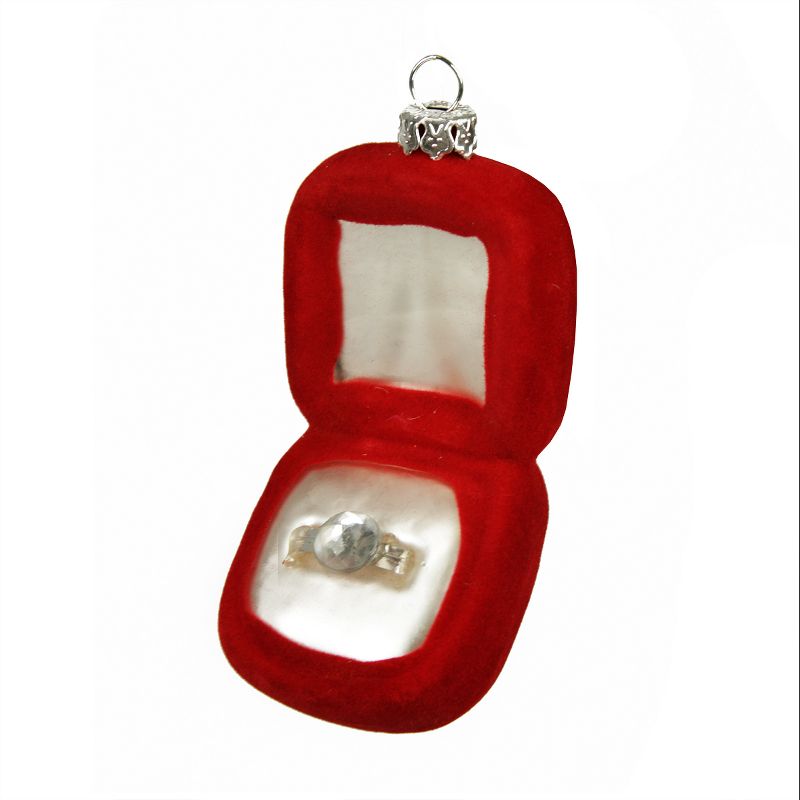 Raz Imports 3.25" Wedding Ring Box Glass Christmas Ornament - Red